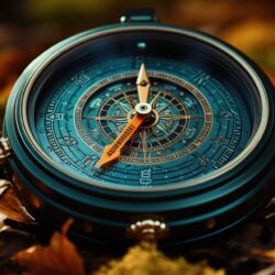 A compass in the middle of the forest